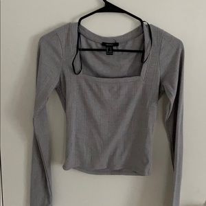 2/$10 Forever 21 Square Neck Long Sleeve Crop Top